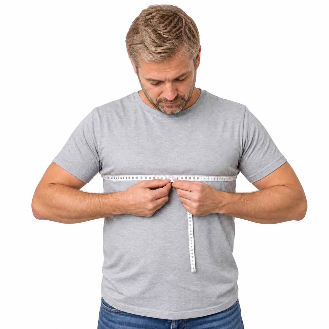 Mesure du tour de poitrine avec un ruban horizontal