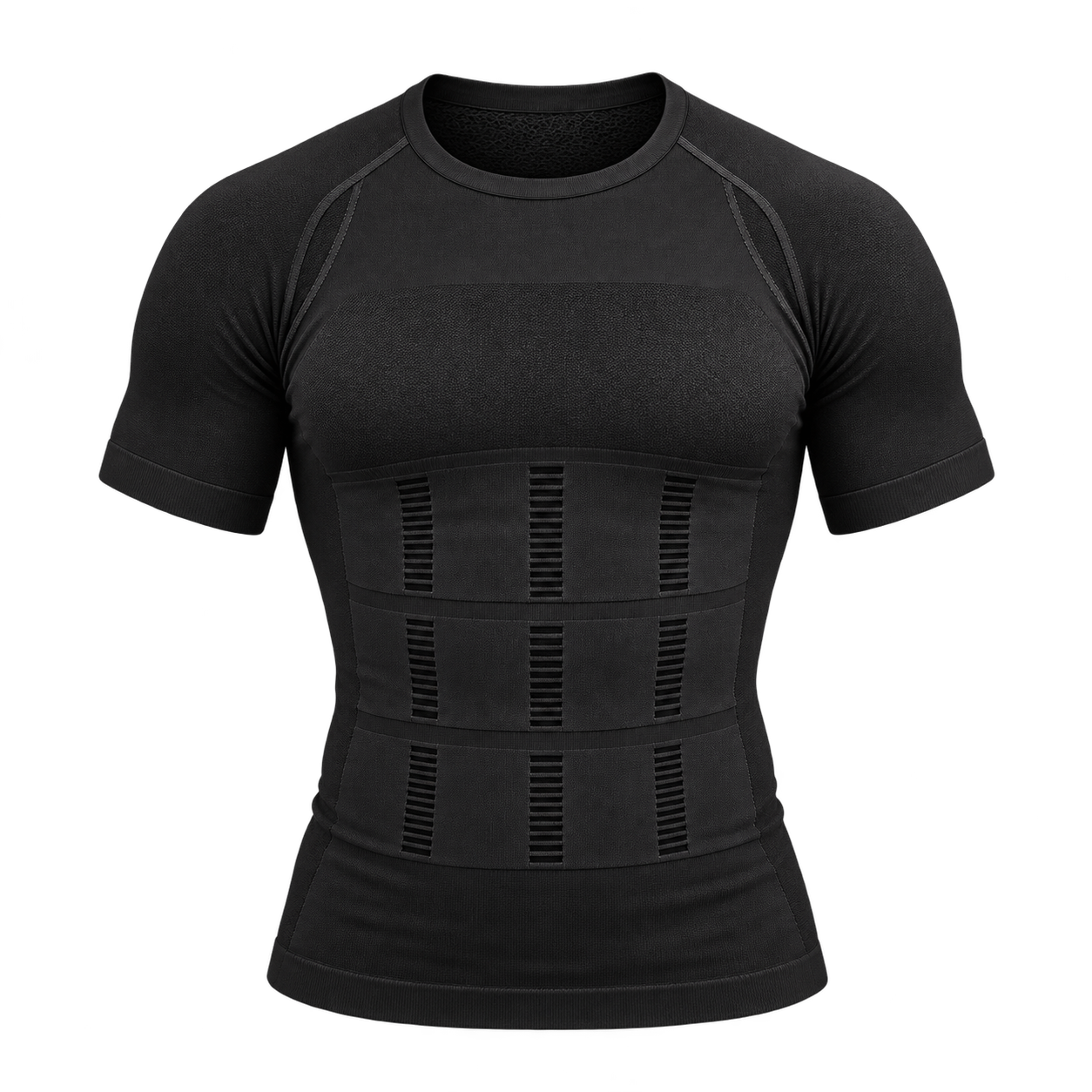 T-shirt Monsieurfit noir, panneaux abdominaux et manches courtes